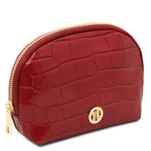 Vera - Croc print leather toiletry case
